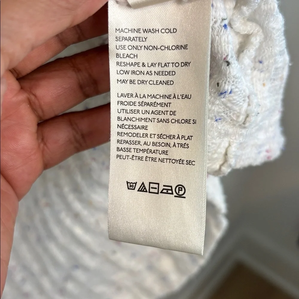 Free People Baja Babe Hacci Hooded Pullover White Multicolor Speckles Top M - Picture 9 of 13